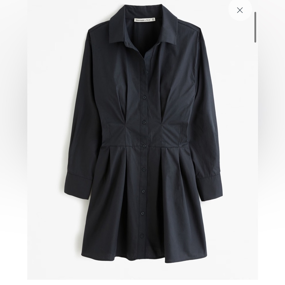 Abercrombie and Fitch long sleeve poplin shirt dress black